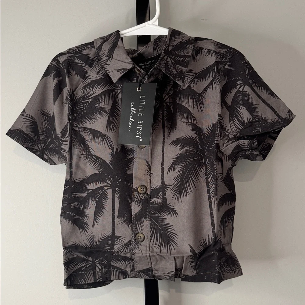 Little Bipsy Palm Print Button Up Shirt Boys 18-24 Months New NWT